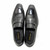 Golden Pass Black Calf Leather Plain Toe Penny Loafers Slip-On Handmade European Leather Sole Dress Shoes for Men