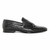 Golden Pass Black Woven Calfskin Leather Double Monk Strap Handmade European Leather Sole Slip-On Dress Shoes for Men