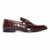 Golden Pass Burgundy Crocodile Print Horse Bit Loafers for Men