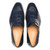 Mezlan Piccolo Blue alligator penny loafer, top-down view of vamp and strap