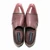 Top view of burgundy slip-on dress shoes with elastic gore detail