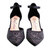 Lady Couture KATE Black Open Side Instep Strap Embroidered Pumps