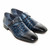 Sigotto Uomo navy blue crocodile print monk strap dress shoe, side profile view
