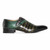 SIGOTTO Uomo Green Crocodile Print Leather Monk Strap Buckle Dress Shoes