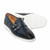 SIGOTTO UOMO Woven Double Buckle Navy Blue Soft Leather Casual Shoes