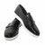 SIGOTTO UOMO Woven Double Buckle Black Soft Leather Dress Casual Shoes