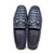 SIGOTTO UOMO Navy Blue Italian Leather Crocodile Print Bit Driving Moccasin 