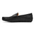 Florsheim Moc-Toe-Penny-Driver aus schwarzem bedrucktem Leder mit Webmuster