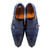 Mister Piles Men's Monk-Straps Azure Blue Exotic Ostrich-Skin Loafers