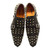 Mister Rupit Black Brushed Double Monk-Strap Pointed Studs Cow Leather Shoes