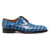 Mister Tona Derby Bleu Crocodile En Relief Chaussures Pour Hommes En Cuir Italien