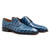 Mister Tona Derby Bleu Crocodile En Relief Chaussures Pour Hommes En Cuir Italien