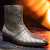 Full-quill ostrich Chelsea boot serpentine gray, Marco Di Milano Giorgio side profile
