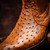 Full-quill ostrich Chelsea boot brandy, Marco Di Milano Giorgio quill texture detail