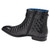 Belvedere Libero black ostrich leg boot, side zipper detail