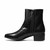 Side profile of the Florsheim Duke black kidskin leather boot showing the side zipper and bike toe seam