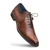 Mezlan Enterprise brown dress shoe showing one-piece calfskin vamp and shine