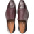 Mezlan Milani burgundy loafer top-down view showing elastic gore panel and vamp