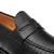 Mezlan Mayor black lizard loafer showing hand-burnished scale texture