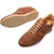 Mezlan Maxim tan dress sneaker, top-down view of lace and vamp detail