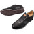Mezlan Maxim black dress sneaker, angle showing textured suede panels