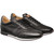 Mezlan Maxim black calfskin and suede dress sneaker, side profile view