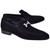Corrente Men’s H Buckle Almond Toe Black Premium Suede Leather Loafer