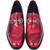 Corrente Men’s Glossy Finish Marble Red Low Cut Buckle Round Toe Loafer