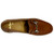 Top-down view of the Snaffle II loafer's moc-toe seam and bit hardware in pecan