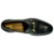 Top-down view of the Miami loafer's bit hardware detail on black pebble grain leather