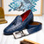 Domenico Men’s Genuine Exotic Ostrich Belts With Brushed Chrome Buckle | Marco Di Milano Exotic Belt in Navy