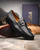 Marco Di Milano Enzo Men’s Genuine Lizard Moc Toe Bit Black Loafers