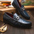 Marco Di Milano Ferrioni Men’s Genuine Ostrich Moc Toe Bit Navy Loafers
