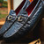 Marco Di Milano Ferrioni Men’s Genuine Ostrich Moc Toe Bit Navy Loafers