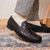 Marco Di Milano Ferrioni Men’s Genuine Ostrich Black Moc Toe Bit Loafers