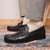 Marco Di Milano Ferrioni Men’s Genuine Ostrich Black Moc Toe Bit Loafers
