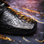 Marco Di Milano Leonardo Men’s Genuine Caiman Crocodile Black Dress Derby