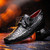 Marco Di Milano Leonardo Men’s Genuine Caiman Crocodile Black Dress Derby