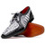 Caribe Men’s Genuine Hornback Caiman Crocodile Dress Derby | Marco Di Milano Exotic Shoes in Black & Newspaper