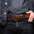 Texas Genuine Caiman Crocodile Skin Belt in Aged Brown with Antique Western Buckle | Marco Di Milano Exotic Belt