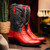 Denver Genuine Ostrich Leg Skin Red Cowboy Boot | Marco Di Milano Western Boots