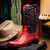 Denver Genuine Ostrich Leg Skin Red Cowboy Boot | Marco Di Milano Western Boots