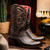 Denver Genuine Ostrich Leg Skin Brown Cowboy Boot | Marco Di Milano Western Boots