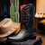 Denver Genuine Ostrich Leg Skin Black Cowboy Boot | Marco Di Milano Western Boots