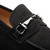 Bracco Burnished Suede Ornament Black Slip On | Mezlan Dress Loafer for Men