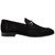 Bracco Burnished Suede Ornament Black Slip On | Mezlan Dress Loafer for Men