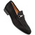 Bracco Burnished Suede Ornament Black Slip On | Mezlan Dress Loafer for Men
