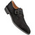 Albini Burnished Black Suede Monk Strap | Mezlan Dress Shoes for Men