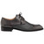 Mezlan Capello grey hi-shine and textured calfskin cap toe derby, side profile view