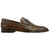 Side profile of Alan Payne Naples Troy Brown penny loafer showing tumbled calfskin texture and strap